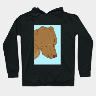 Cute and Sad Red Nose Pit Bull Portrait - Line Art Hoodie